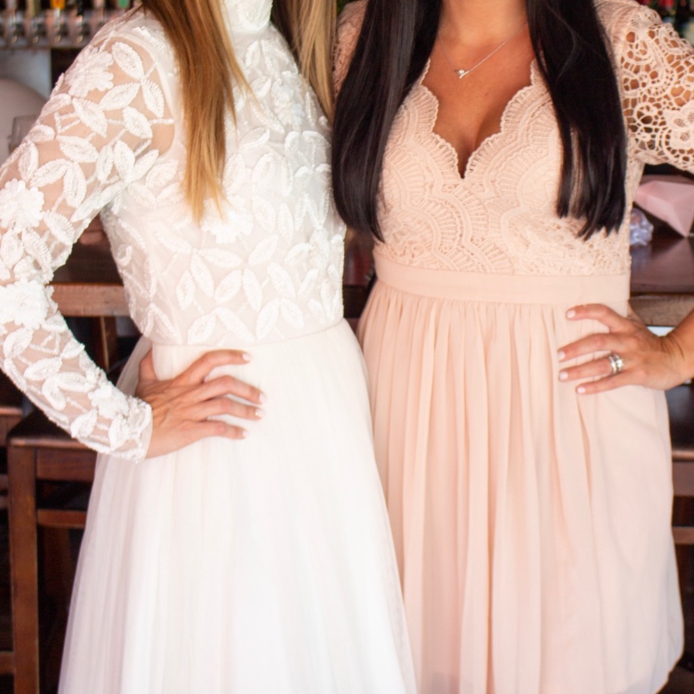 White bridal shower or wedding dress